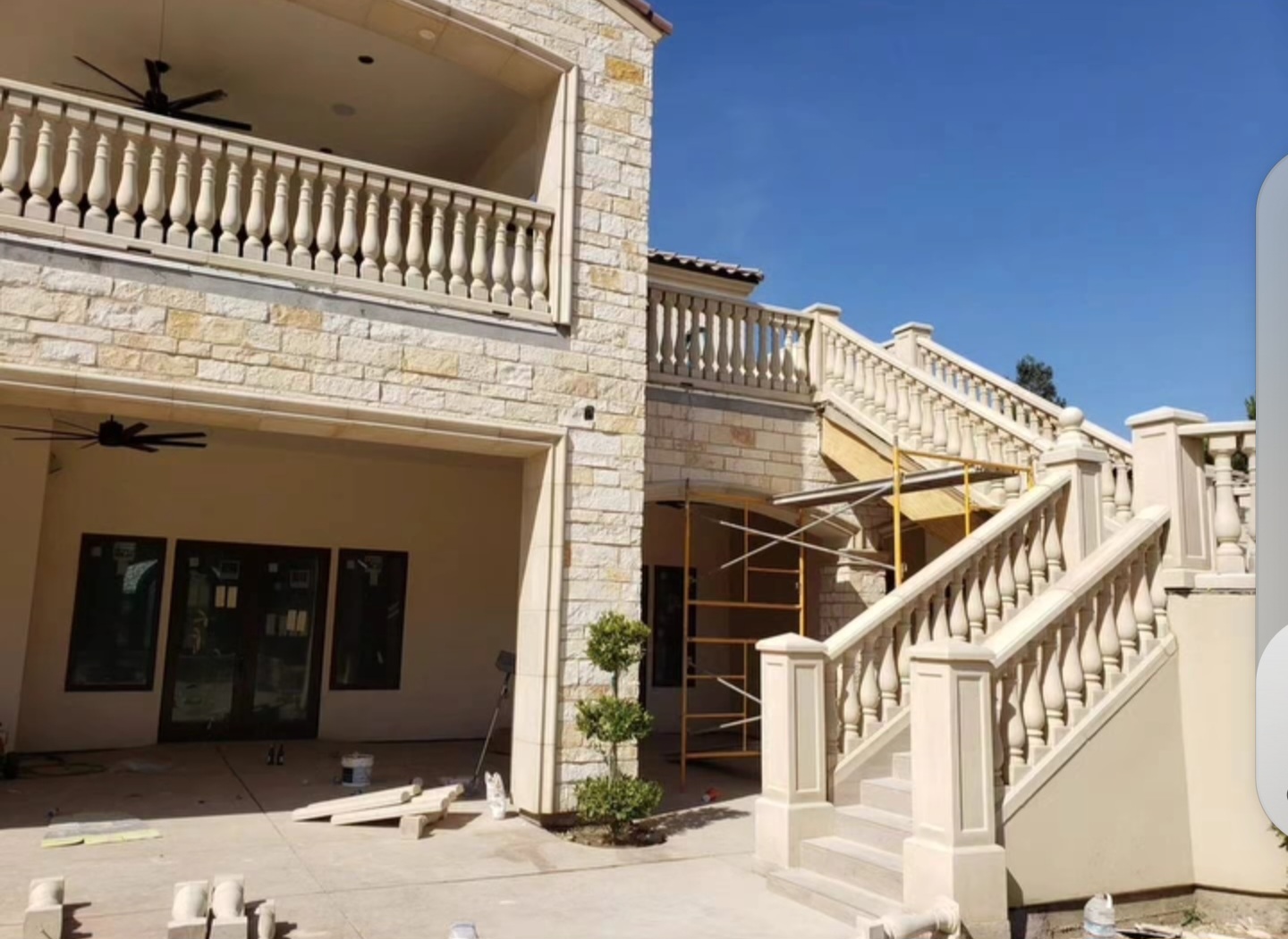 Architectural precast balustrade staircase and balcony railing installation by Lions Precast in Fresno California